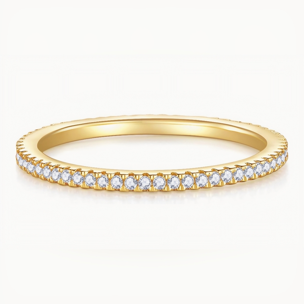 14k Gold Plated Cubic Zirconia Eternity Band Size 5.5 - Picture 3 of 8